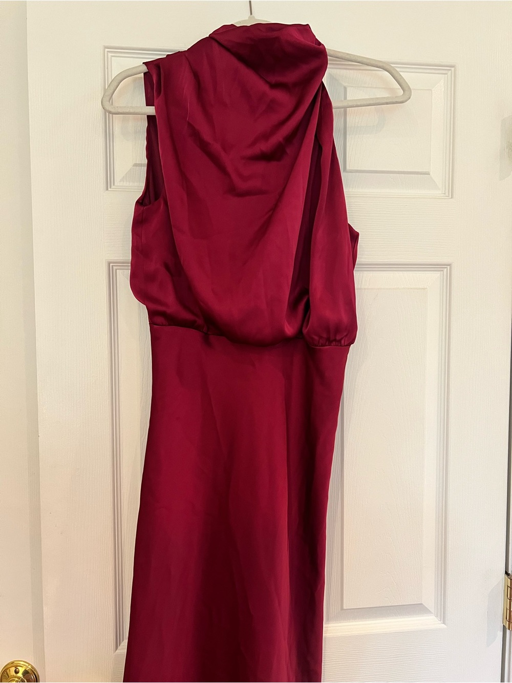 Showpo Wine Satin Halter Midi Dress